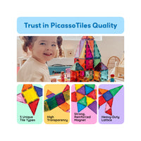 PicassoTiles 60 Piece Classic Magnetic Tiles